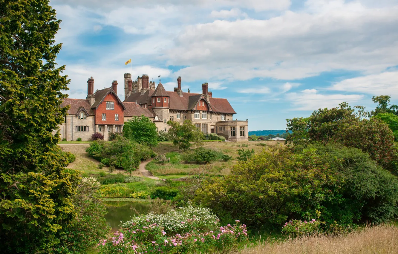 Фото обои замок, Англия, сад, архитектура, West Sussex, Midhurst, Cowdray House