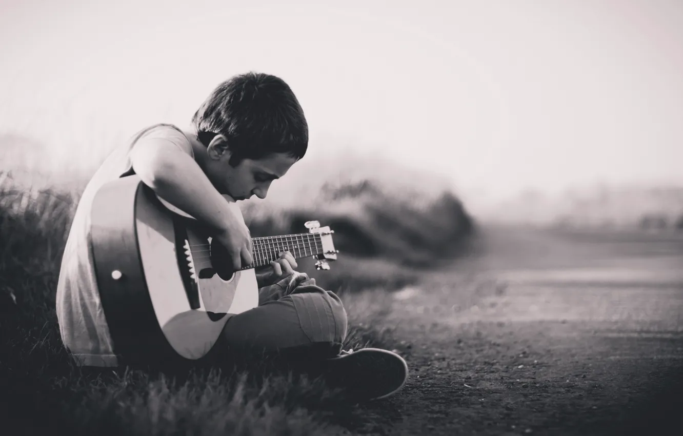 Фото обои музыка, гитара, мальчик