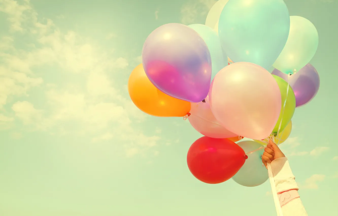 Фото обои лето, солнце, счастье, воздушные шары, отдых, colorful, summer, sunshine