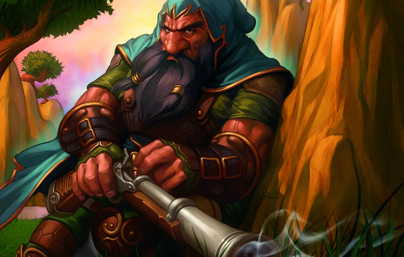 Фото обои World of Warcraft, Ружье, Dwarf, Охотник, Hunter, Дворф