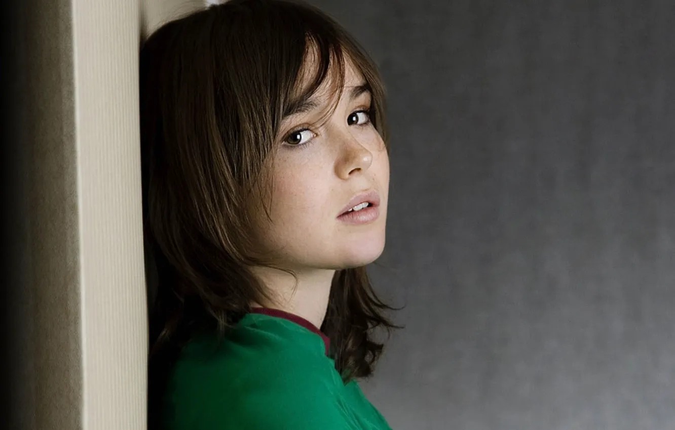 Фото обои girl, brown eyes, face, brunette, look, actress, Ellen Page