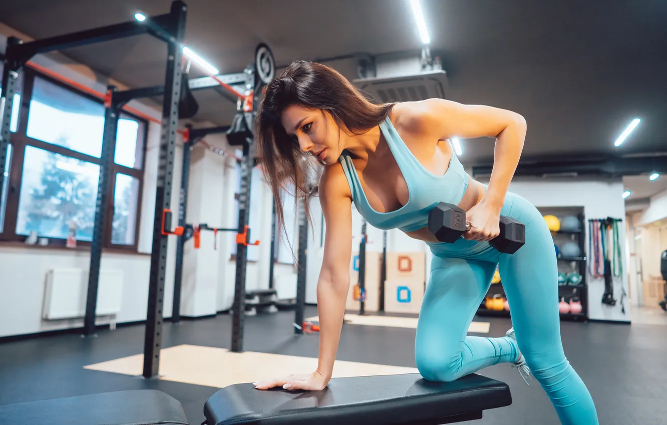 Фото обои woman, pose, workout, fitness, gym, exercises