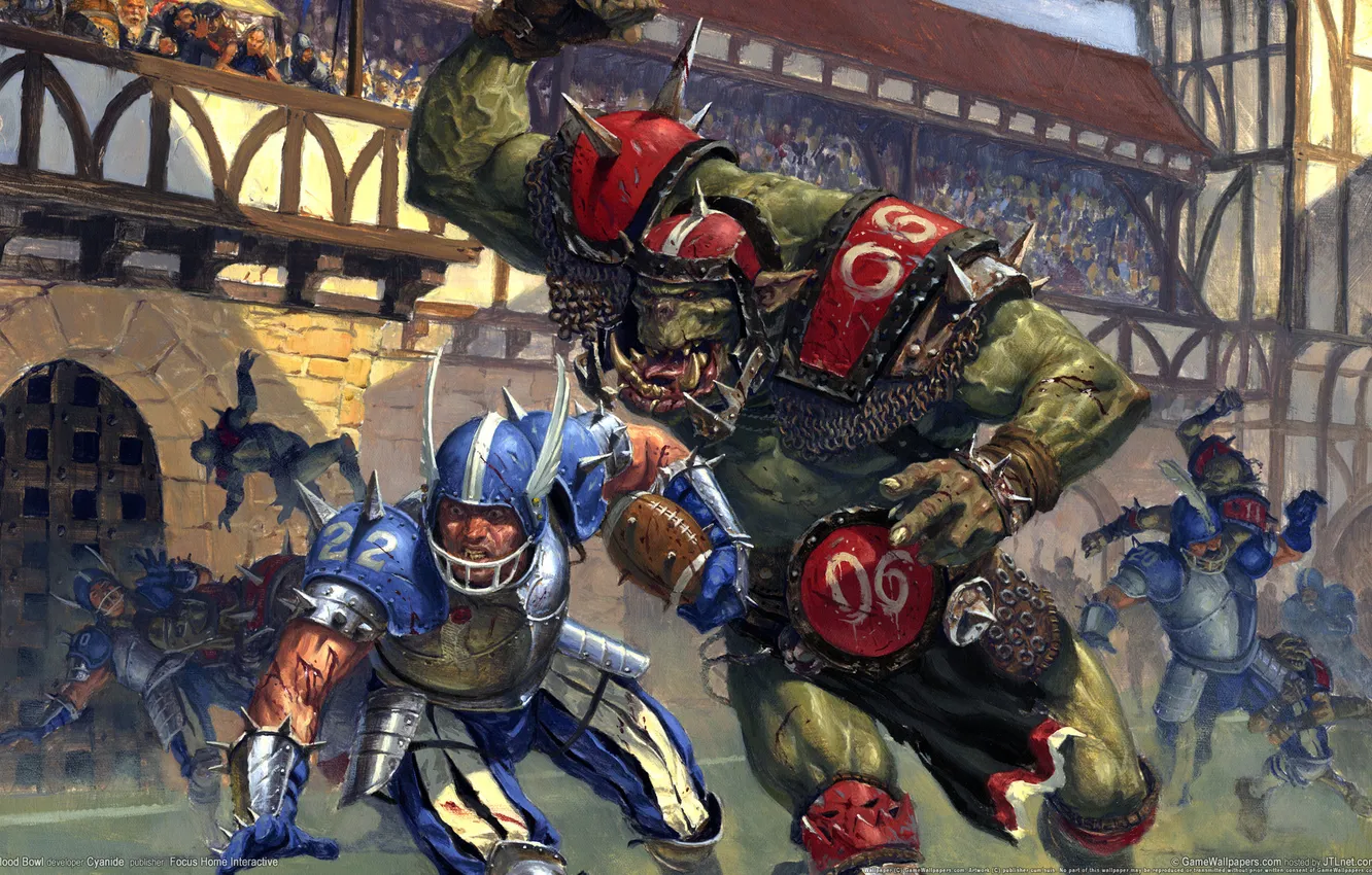 Фото обои человек, орк, blood bowl