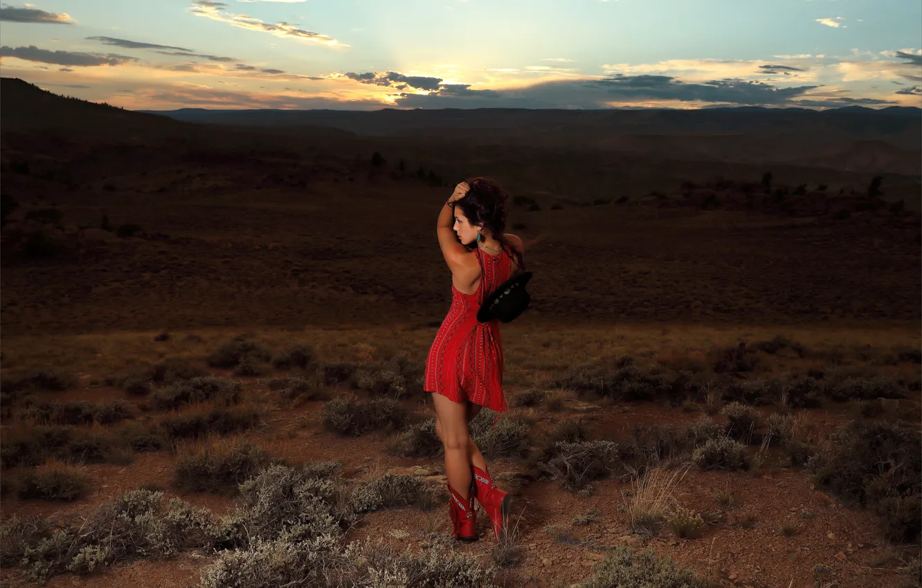 Фото обои hot girl, desert, model, sundown, brunette, sexy woman, photoshoot, Colorado