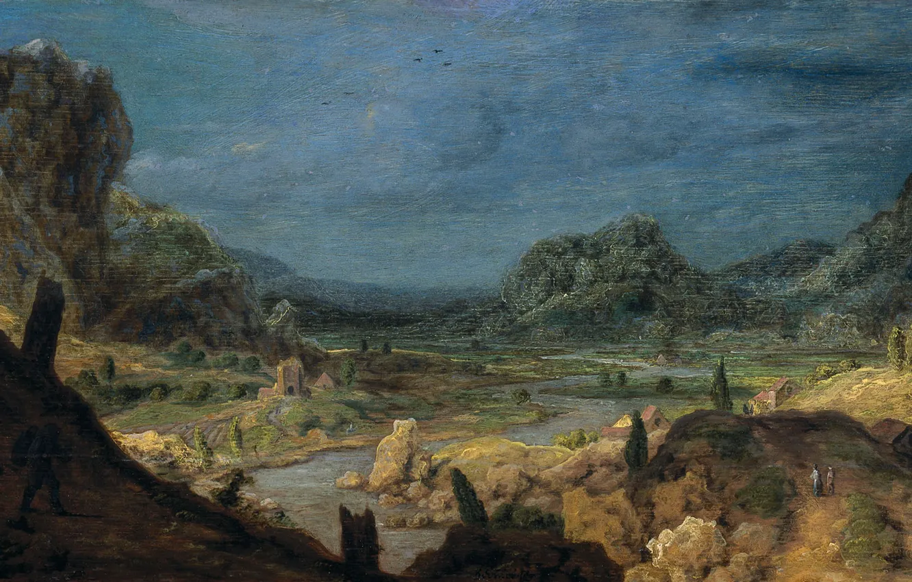 Фото обои пейзаж, масло, картина, 1632, Hercules Pieterszoon Seghers, Геркулес Сегерс, Долина реки