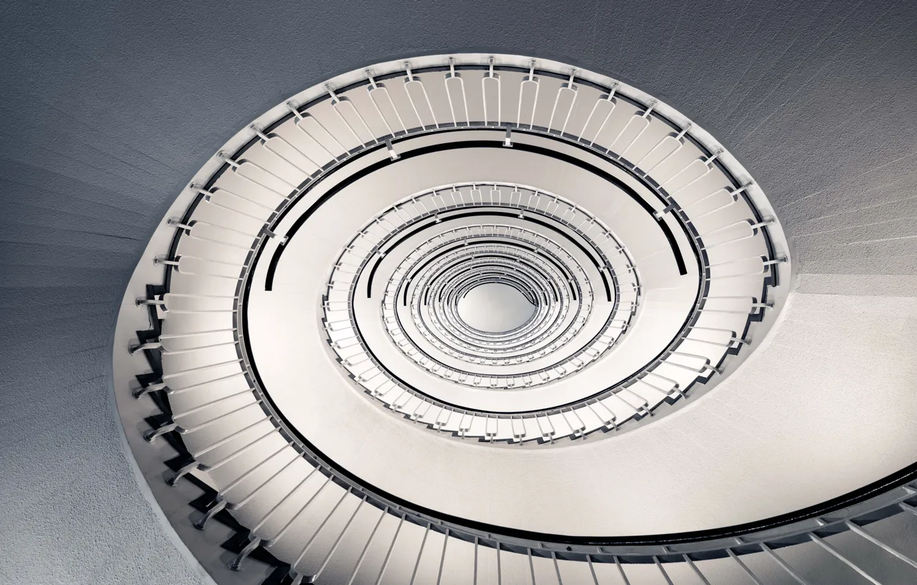 Фото обои spiral, staircase, architecture, stairs, handrail