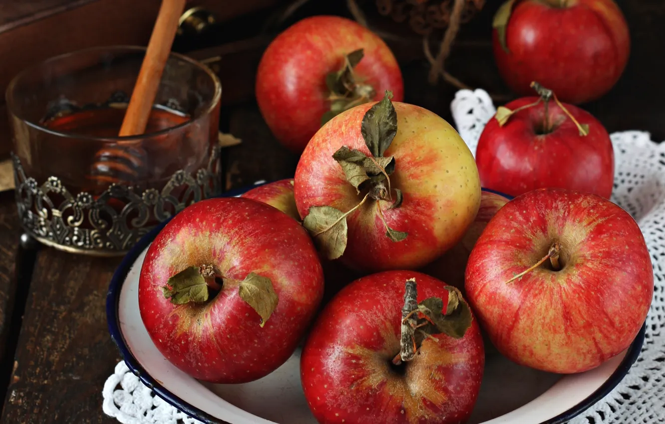 Фото обои яблоки, мед, фрукты