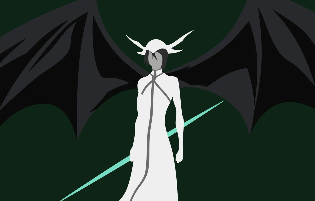 Фото обои green, game, Bleach, minimalism, weapon, evolution, anime, wings