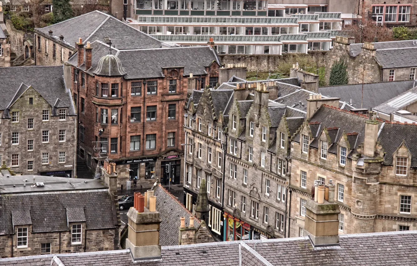 Фото обои Дома, Панорама, Шотландия, Здания, Scotland, Эдинбург, Edinburgh, Panorama