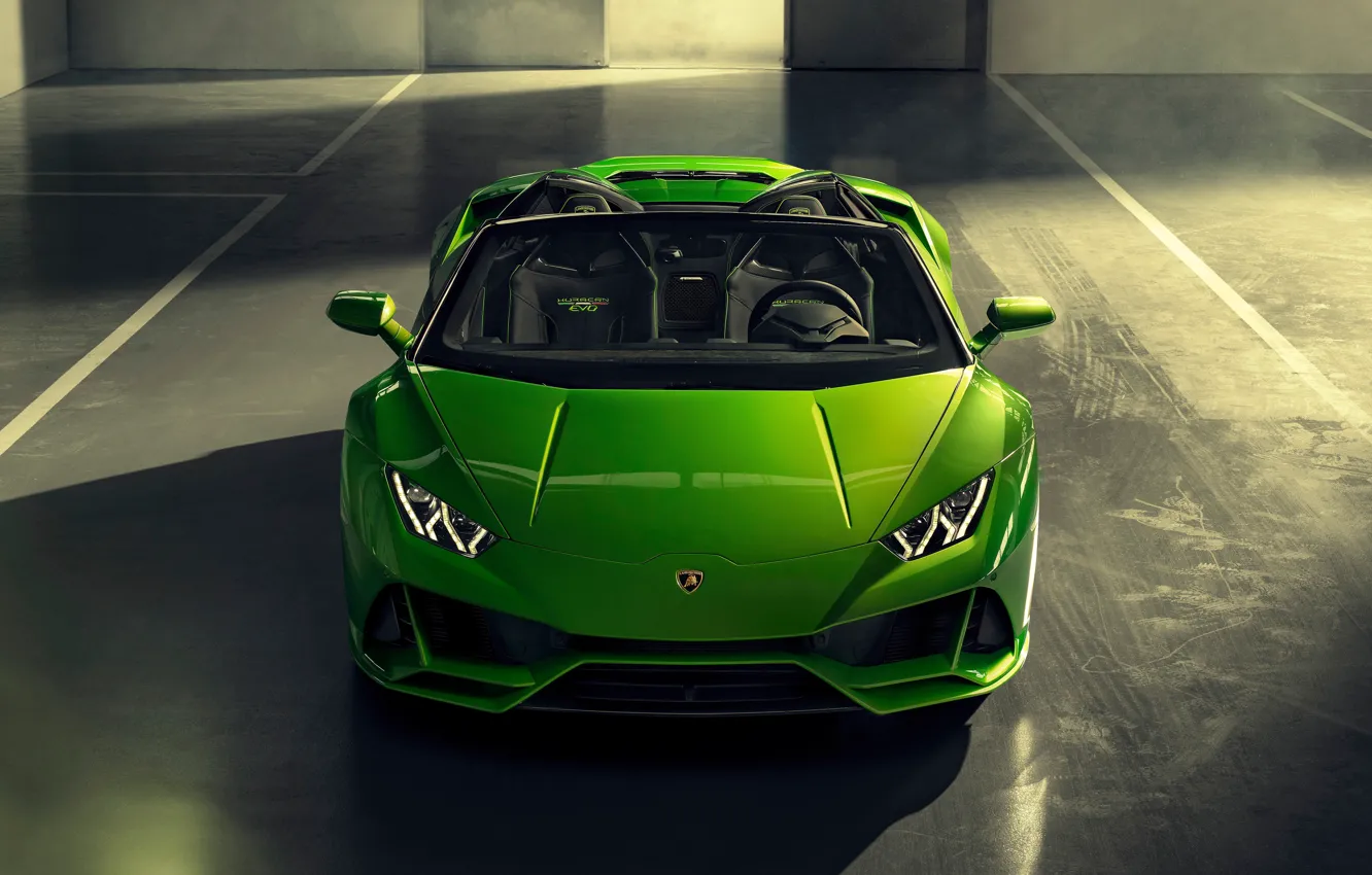 Фото обои машина, Lamborghini, оптика, спорткар, Spyder, Evo, Huracan