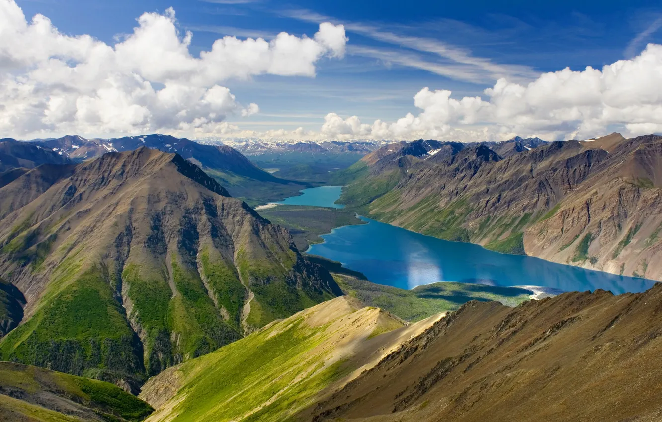 Фото обои горы, озеро, канада, Кэтлин-лейк, юкон