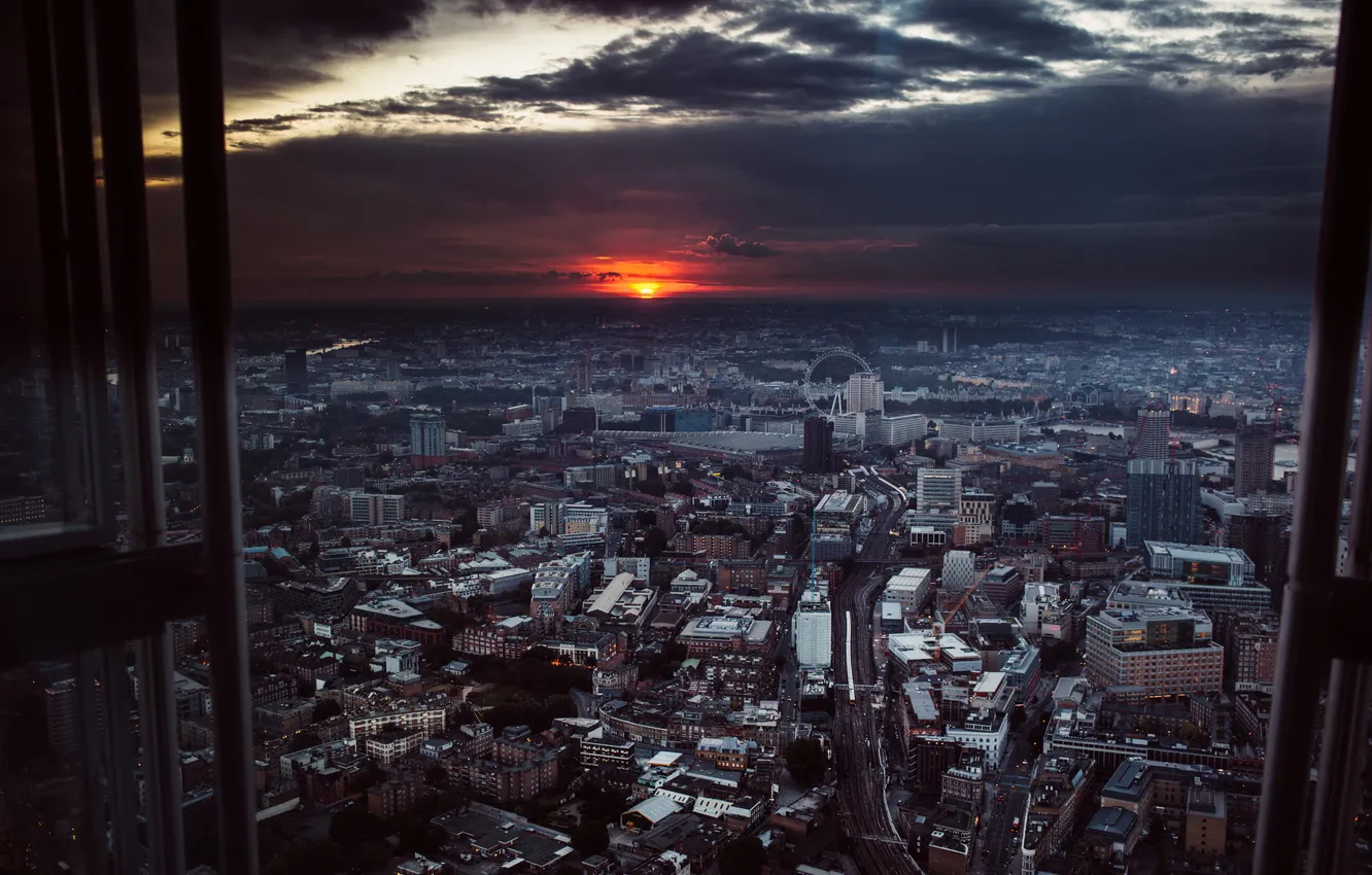 Фото обои город, Sunset, London
