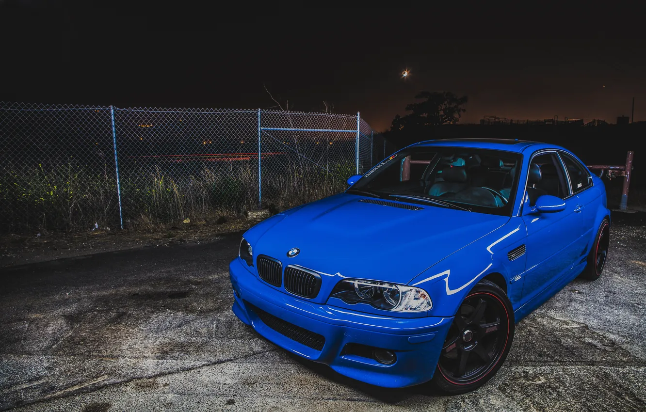 Фото обои BMW, Blue, Night, E46, M3