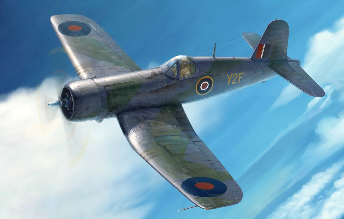 Фото обои Великобритания, истребитель-бомбардировщик, Палубный, Vought F4U Corsair, royal navy, Тан Ню, Corsair Mk.III