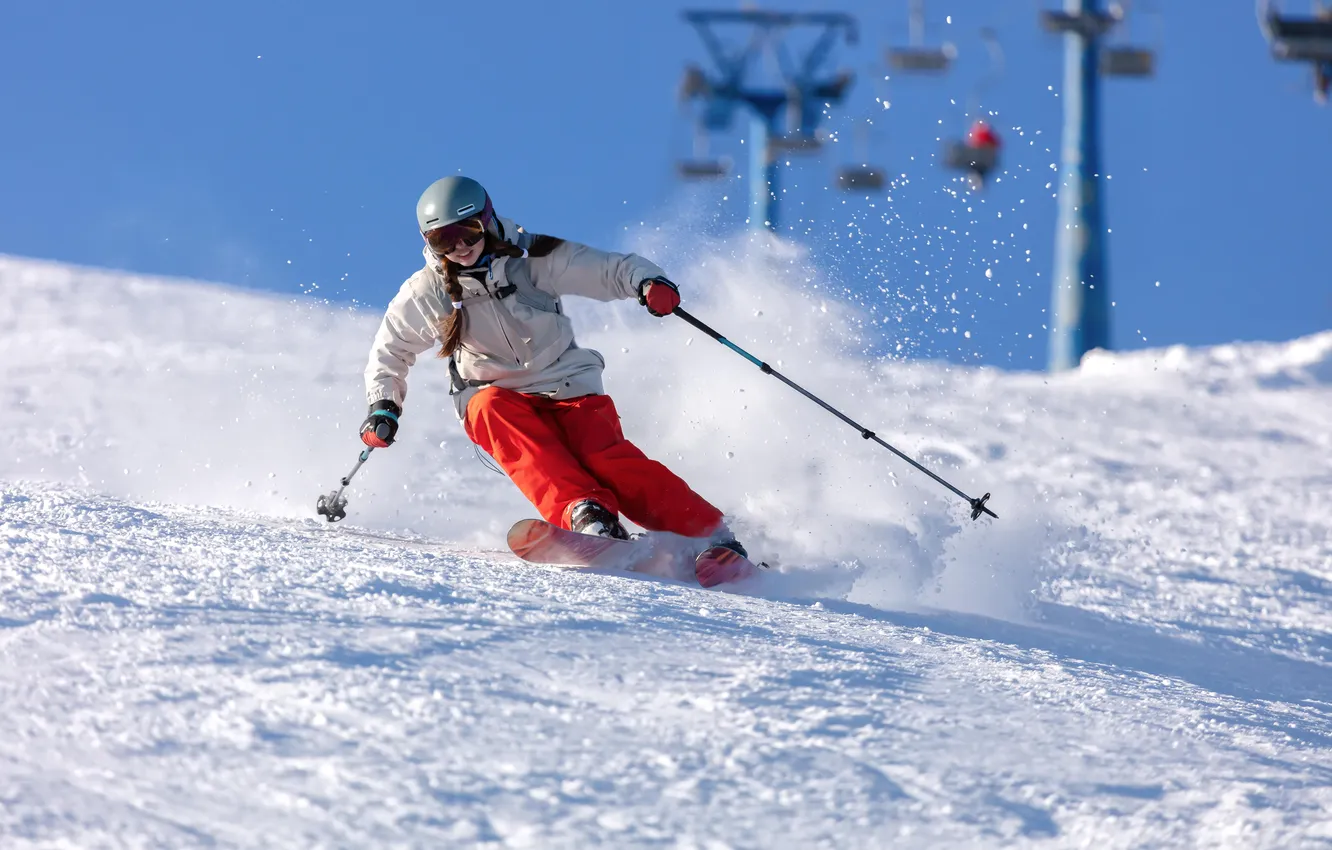 Фото обои girl, lifestyle, mountain, fun, happiness, joy, heli skiing, heliboarding