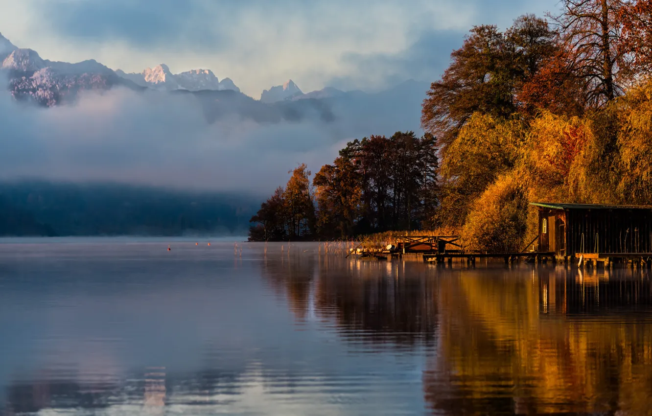 Фото обои осень, деревья, пейзаж, озеро, красиво