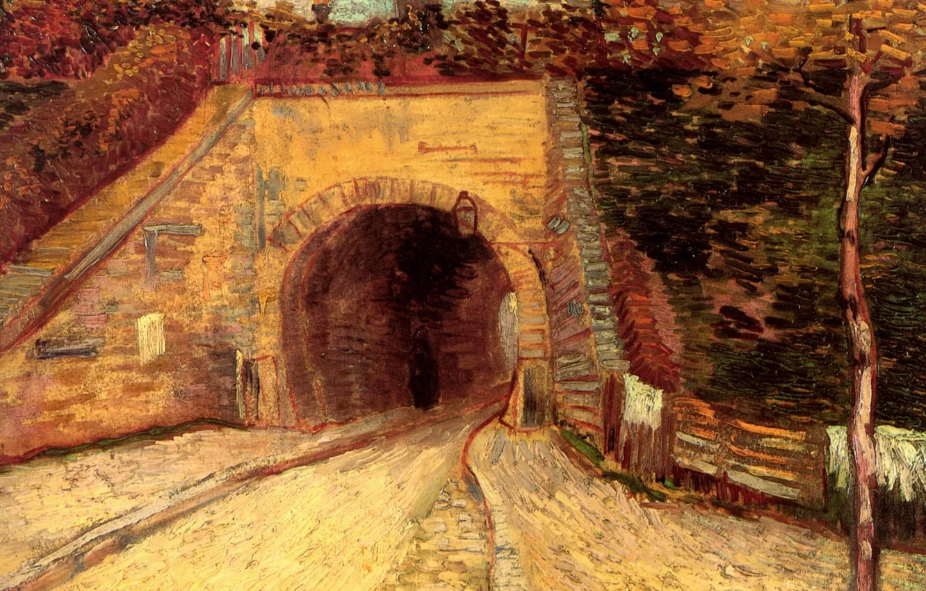 Фото обои арка, тунель, Винсент ван Гог, Underpass, Roadway with, The Viaduct