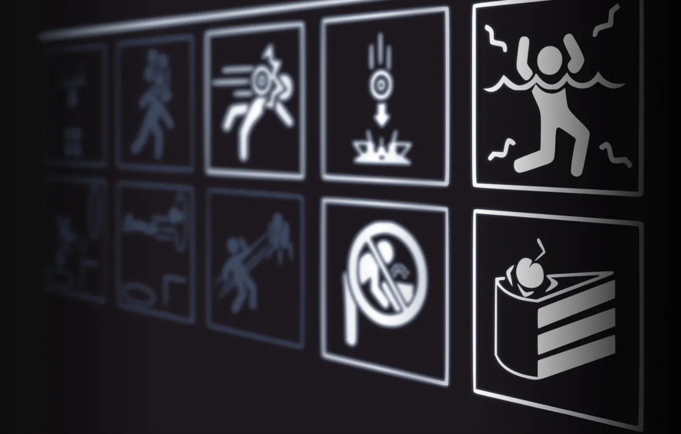 Фото обои табличка, предупреждение, portal