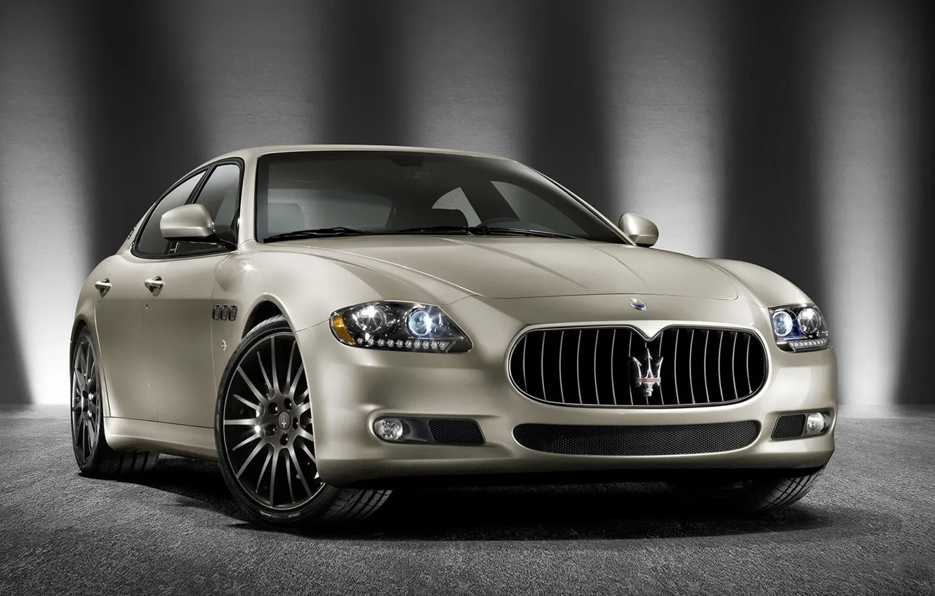 Фото обои фары, Maserati, эмблема, quattroporte