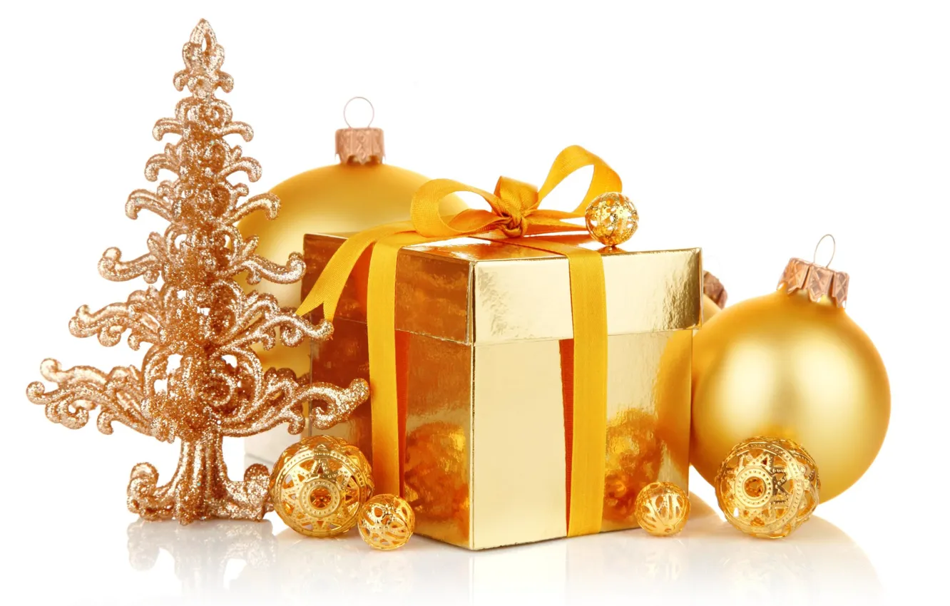 Фото обои праздник, коробка, подарок, Новый Год, Рождество, лента