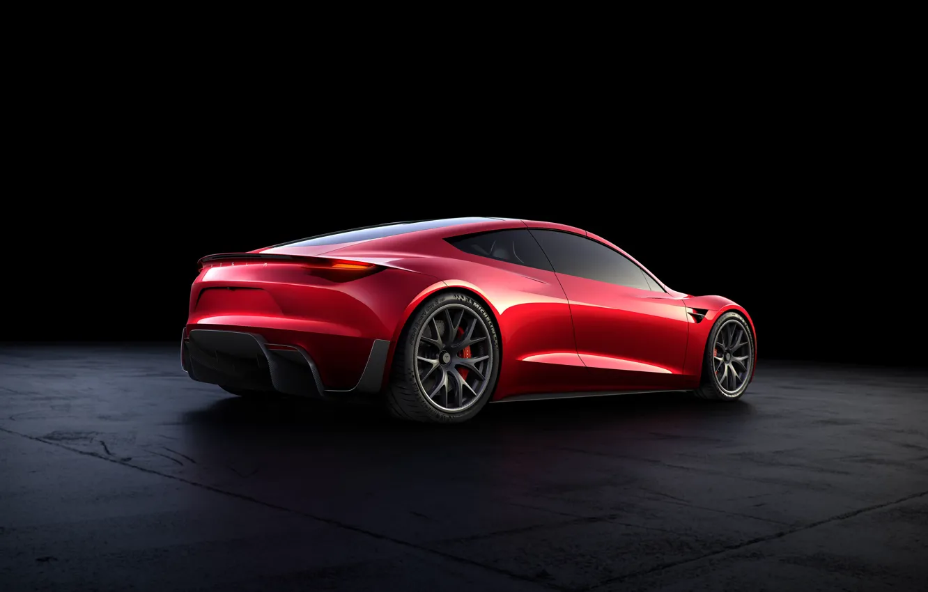 Фото обои Roadster, вид сзади, Tesla, 2020