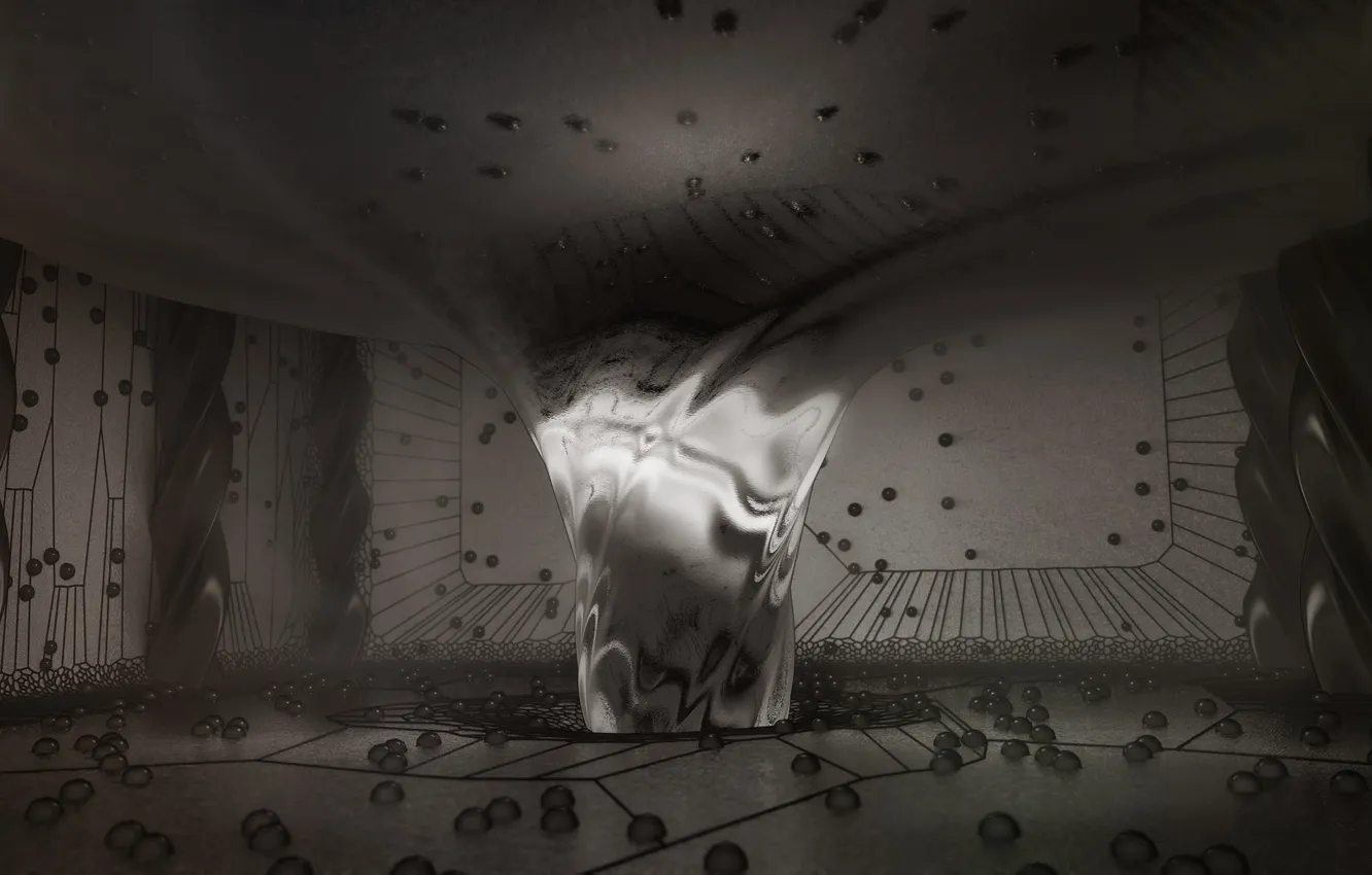 Фото обои wallpaper, scene, surrealism, scifi, blender3d, 3dart, experimental, black & White