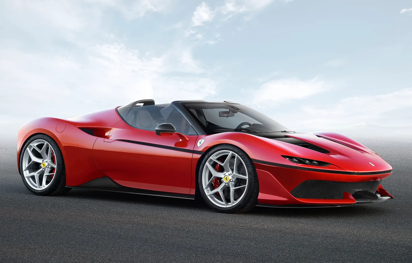 Фото обои car, Ferrari, red, logo, sky, cloud, horse, asphalt