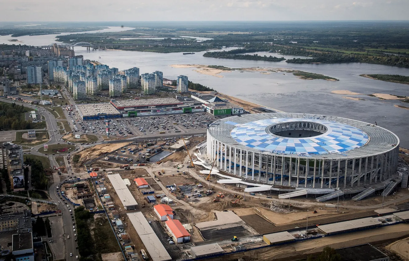 Фото обои Стрелка, стадион, fifa 2018, Нижний новгород