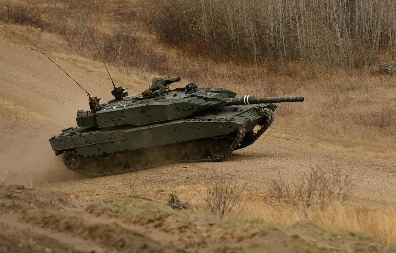 Фото обои дорога, танк, боевой, Leopard-A4M