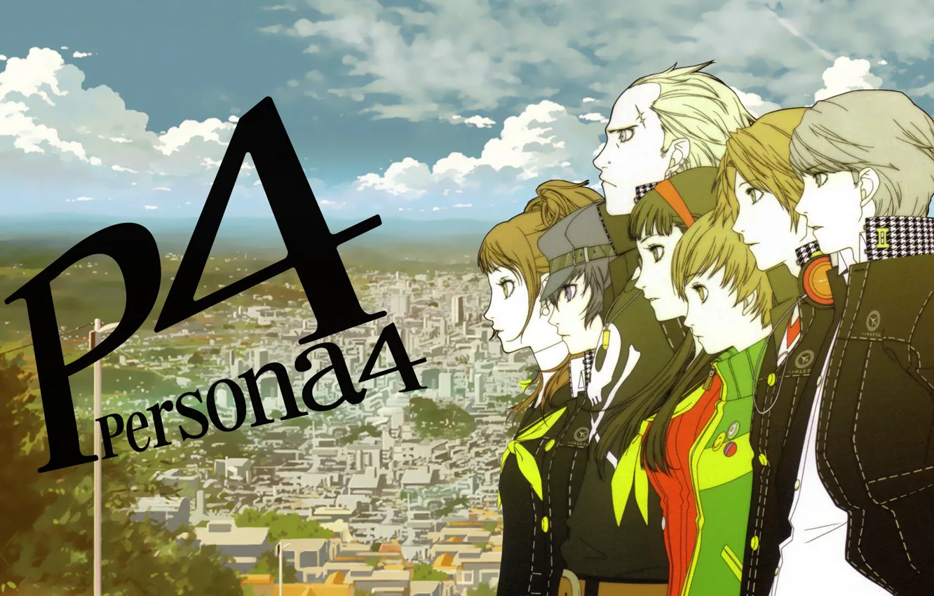 Фото обои город, игра, аниме, арт, персонажи, Persona 4, персона