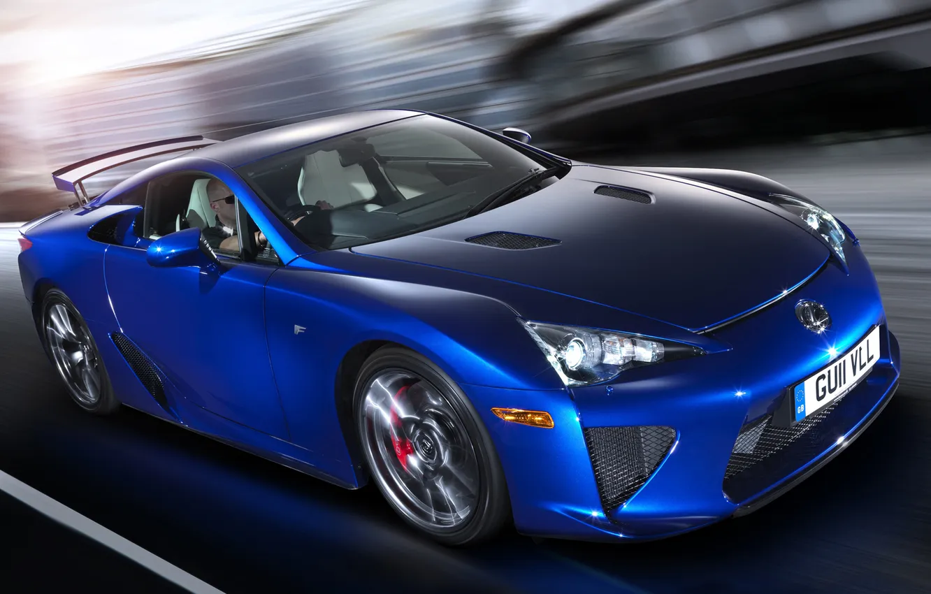 Фото обои синий, скорость, размытие, Lexus, blue, лексус, UK-spec, LFA