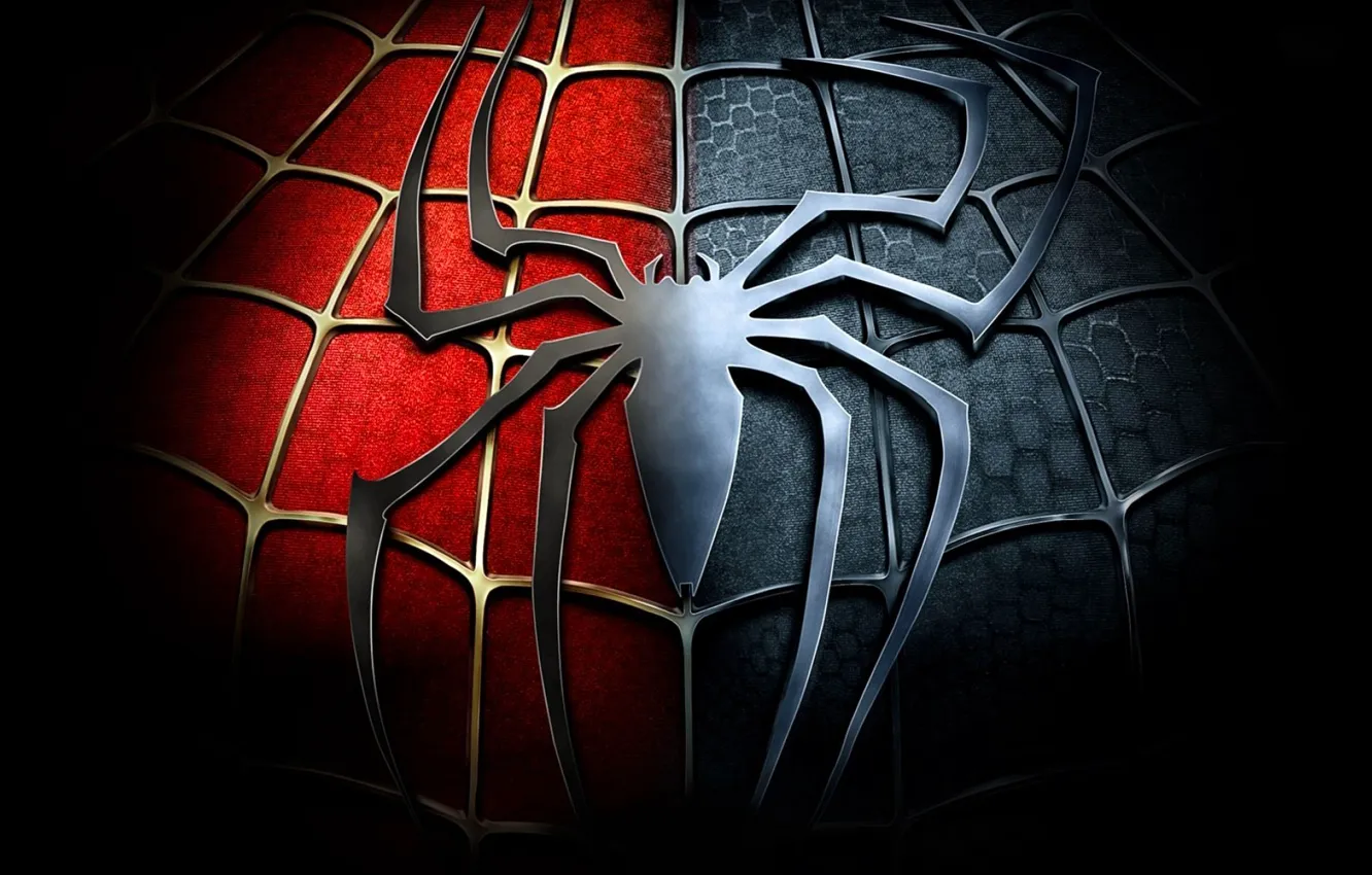Фото обои паутина, паук, эмблема, Spider-Man