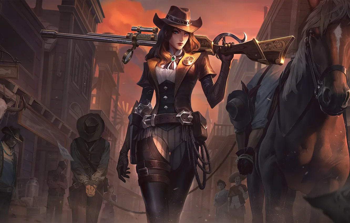Фото обои Art, League of Legends, Skin, Caitlyn, LoL, Sheriff