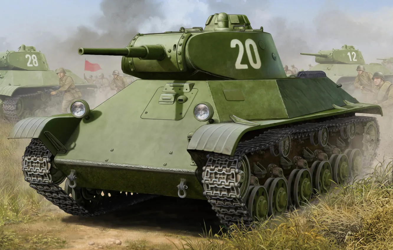Фото обои Т-50, war, art, painting, tank