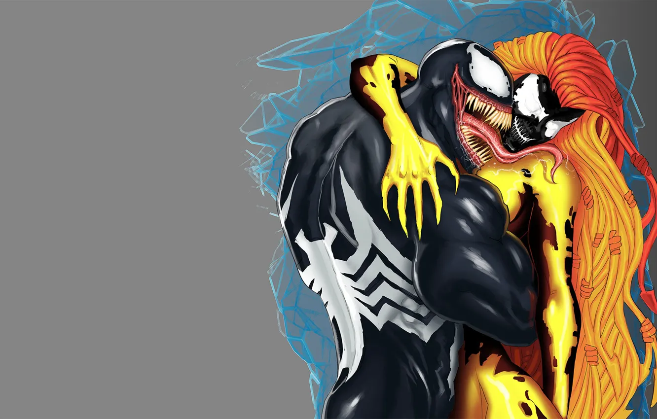Фото обои девушка, любовь, фон, арт, комикс, Веном, Venom