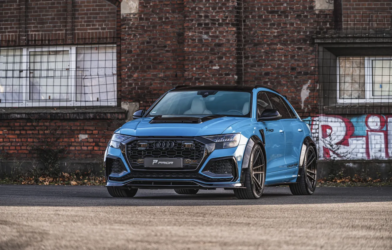Фото обои Audi, Front, blue, Prior Design, RS Q8, Audi RS Q8