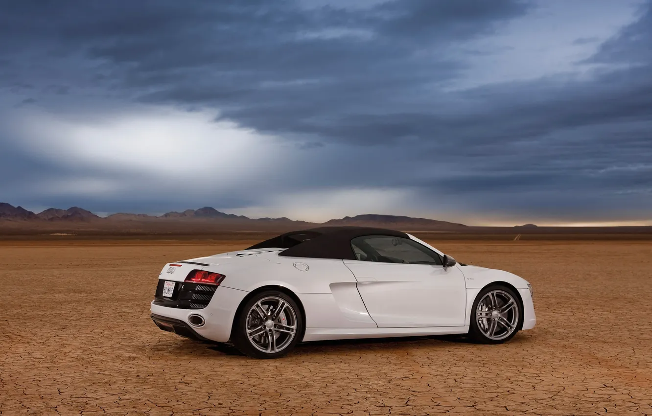 Фото обои car, машина, небо, пустыня, sky, desert, 2012 Audi R8 GT Spyder, 3000x1895