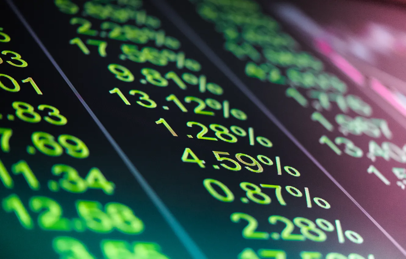 Фото обои green, red, money, numbers, stock market
