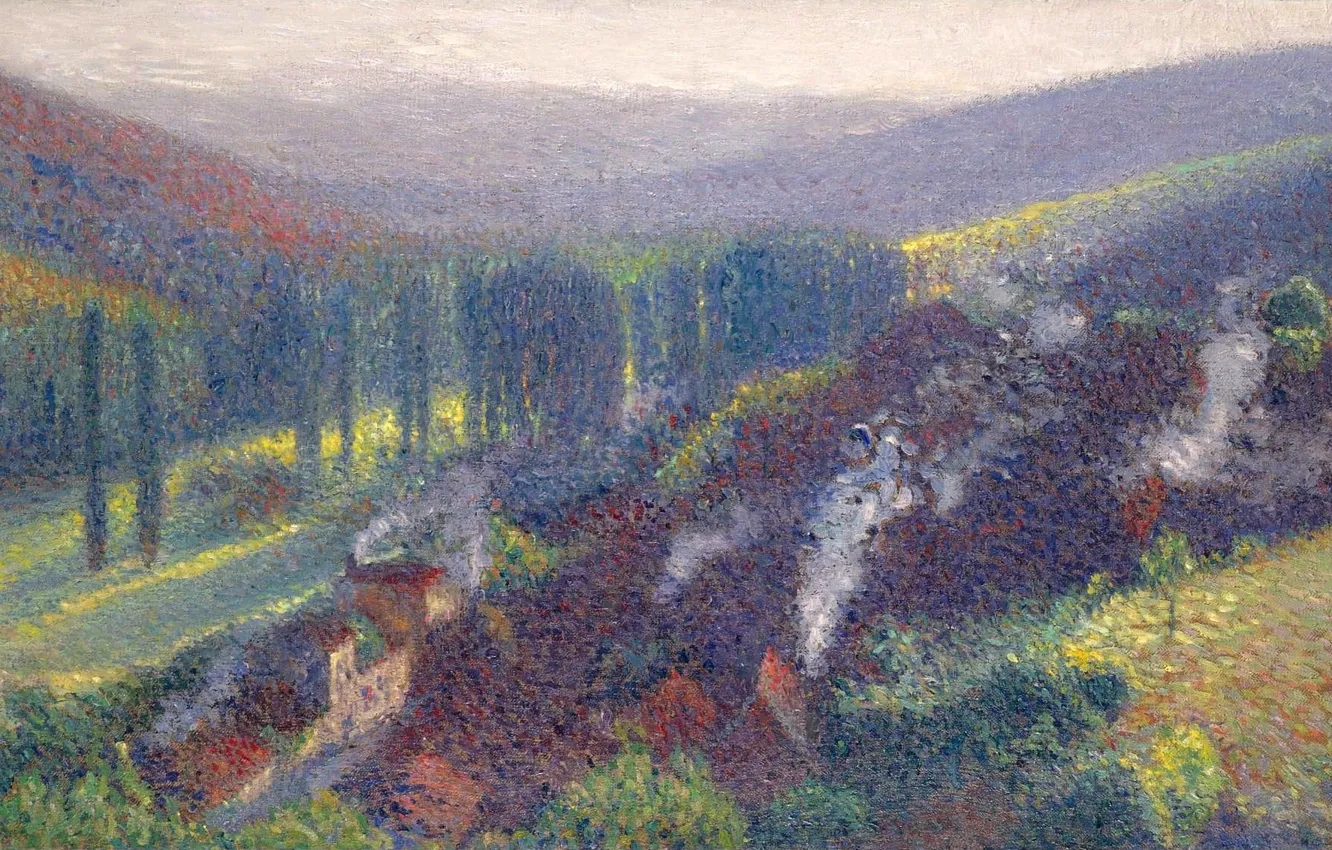 Фото обои пейзаж, картина, Анри-Жан Гильом Мартин, Henri Matrin, Вид Лабастид-дю-Вер