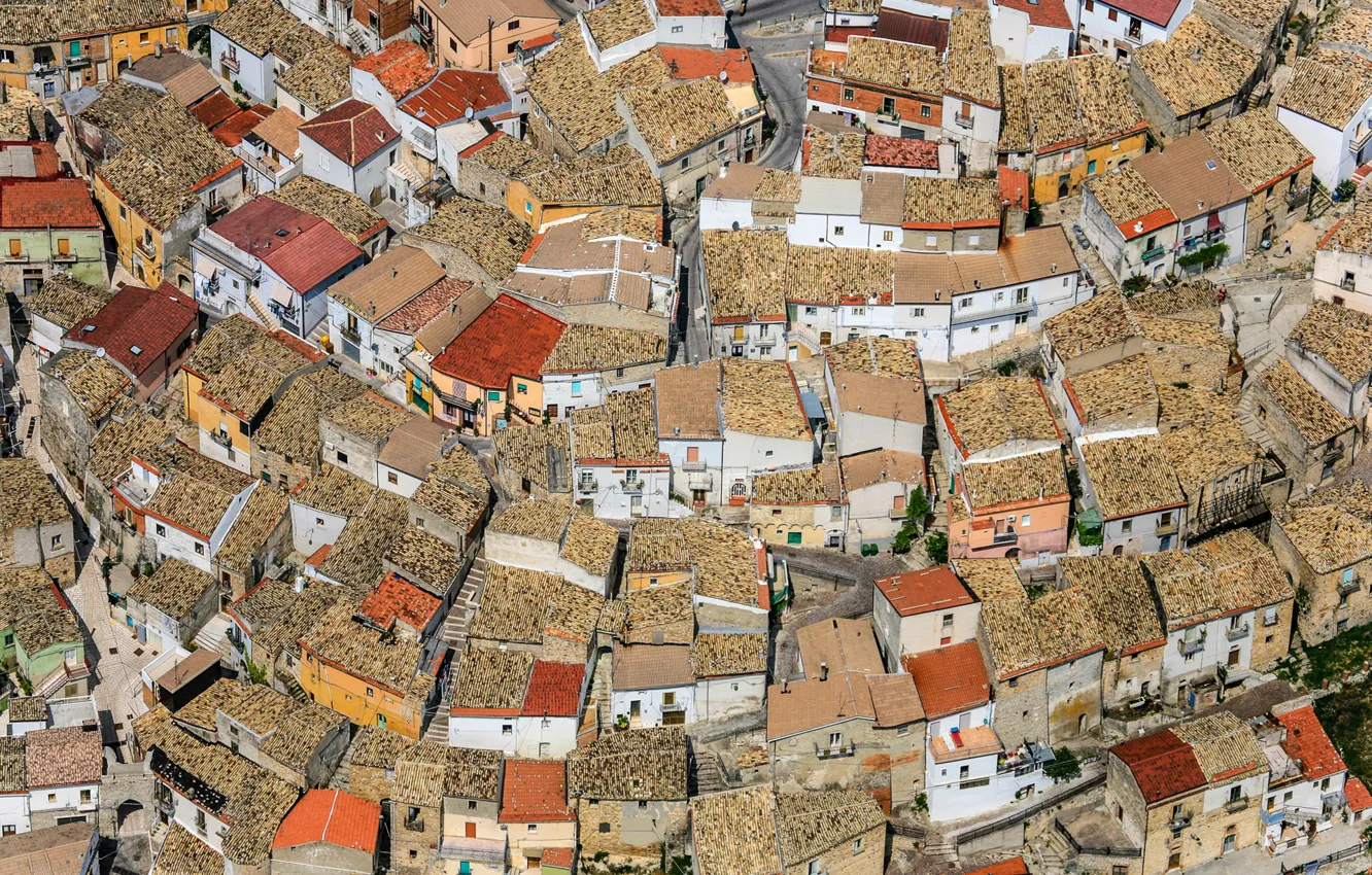 Фото обои крыша, дома, Италия, панорама, Апулия, Деличето, Фоджа