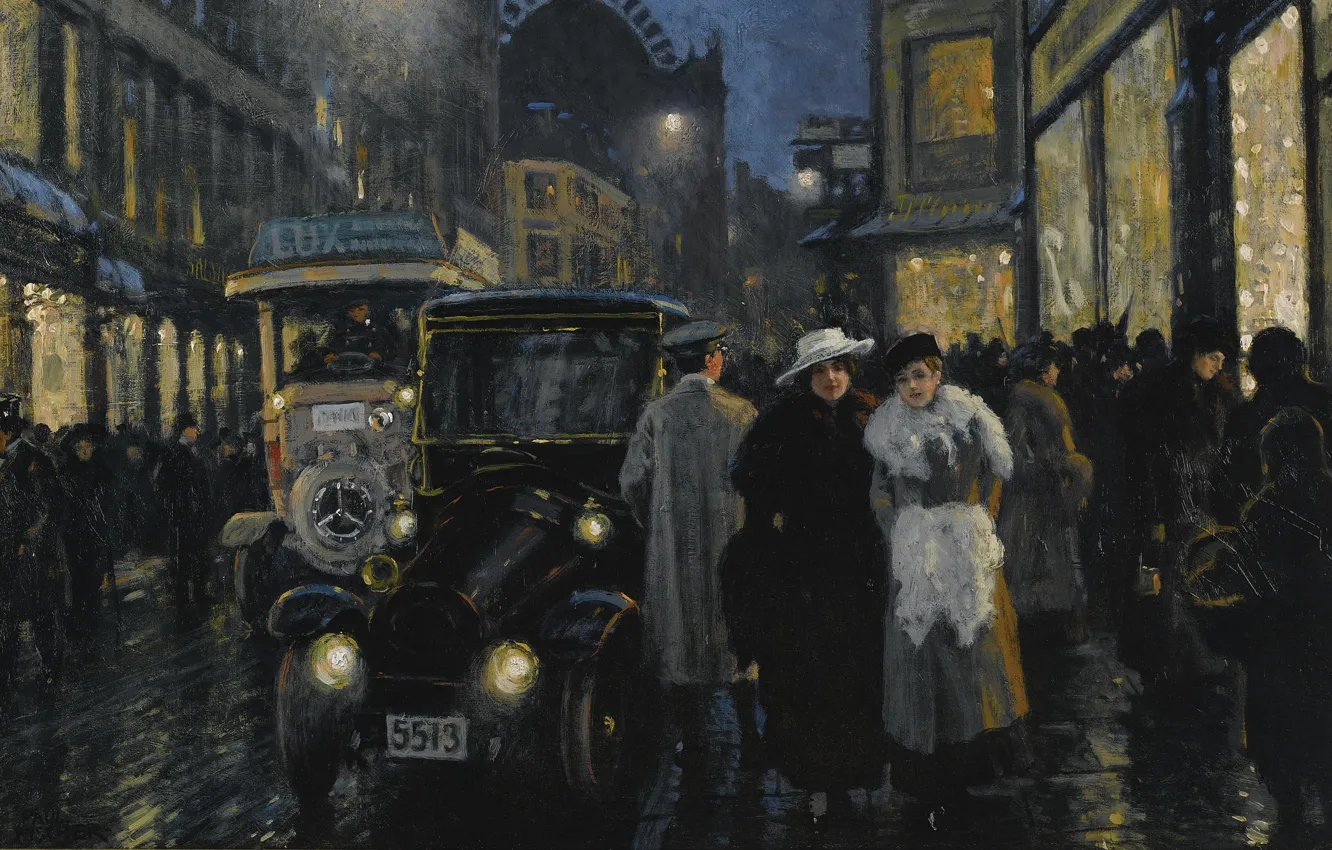 Фото обои датский живописец, Danish painter, Поль Густав Фишер, Paul Gustav Fischer, Вечерняя прогулка по бульвару, An …