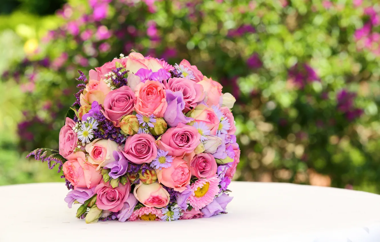 Фото обои цветы, розы, букет, хризантемы, свадьба, bouquet, wedding