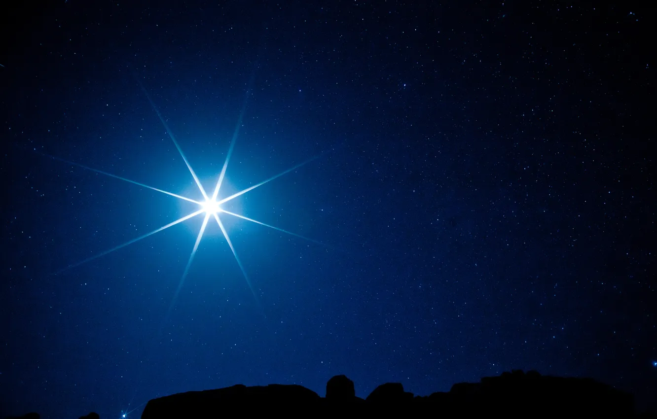Фото обои звезды, свет, ночь, луна