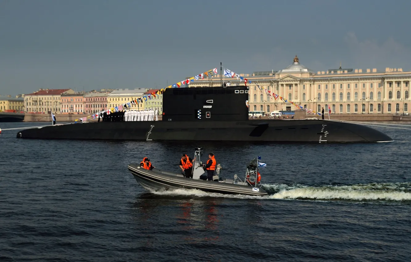 Фото обои праздник, Санкт-Петербург, подводная лодка, электрическая, дизельная, ДЭПЛ, проект 636.3, &quot;Краснодар&quot;