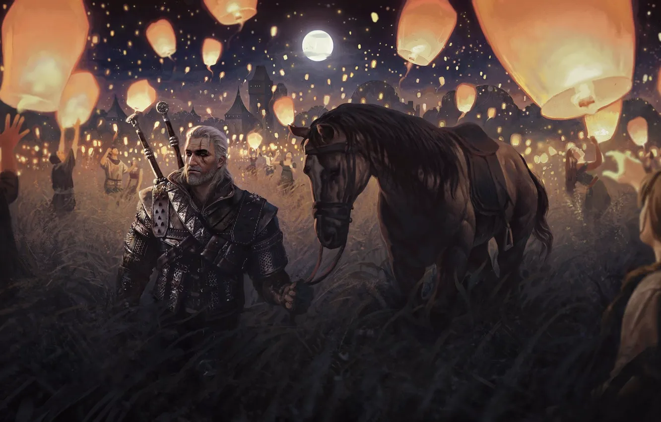 Фото обои Ведьмак, Геральт, Witcher, Ведьмак 2: Убийцы королей, Медальон, Геральт из Ривии, Geralt z Rivii, Белый …