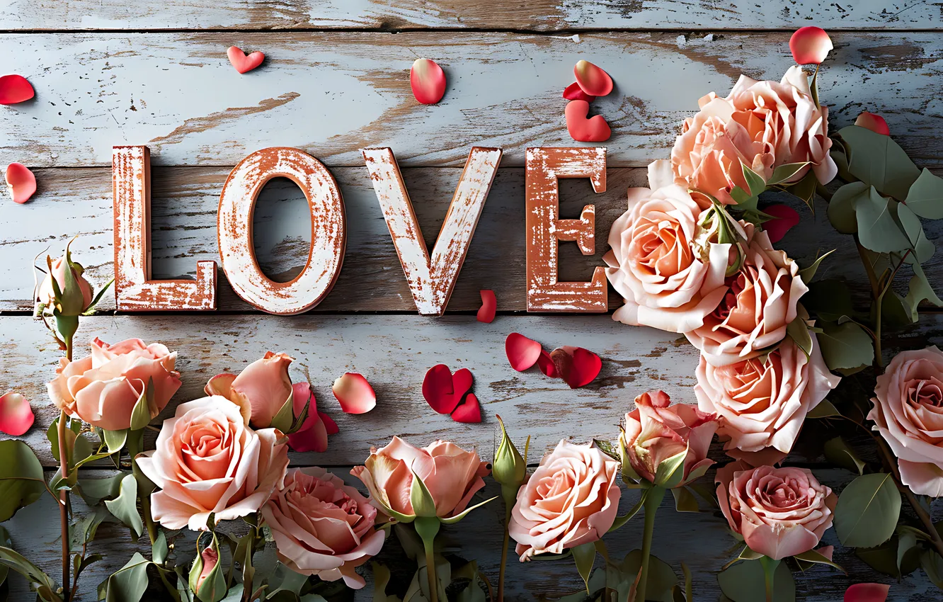 Фото обои любовь, цветы, романтика, сердце, розы, love, happy, День святого Валентина