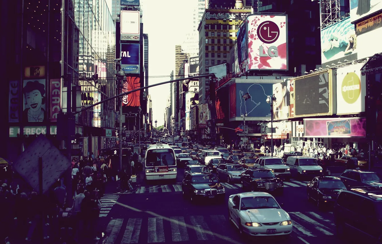 Фото обои city, город, движение, мегаполис, new york, оживленность