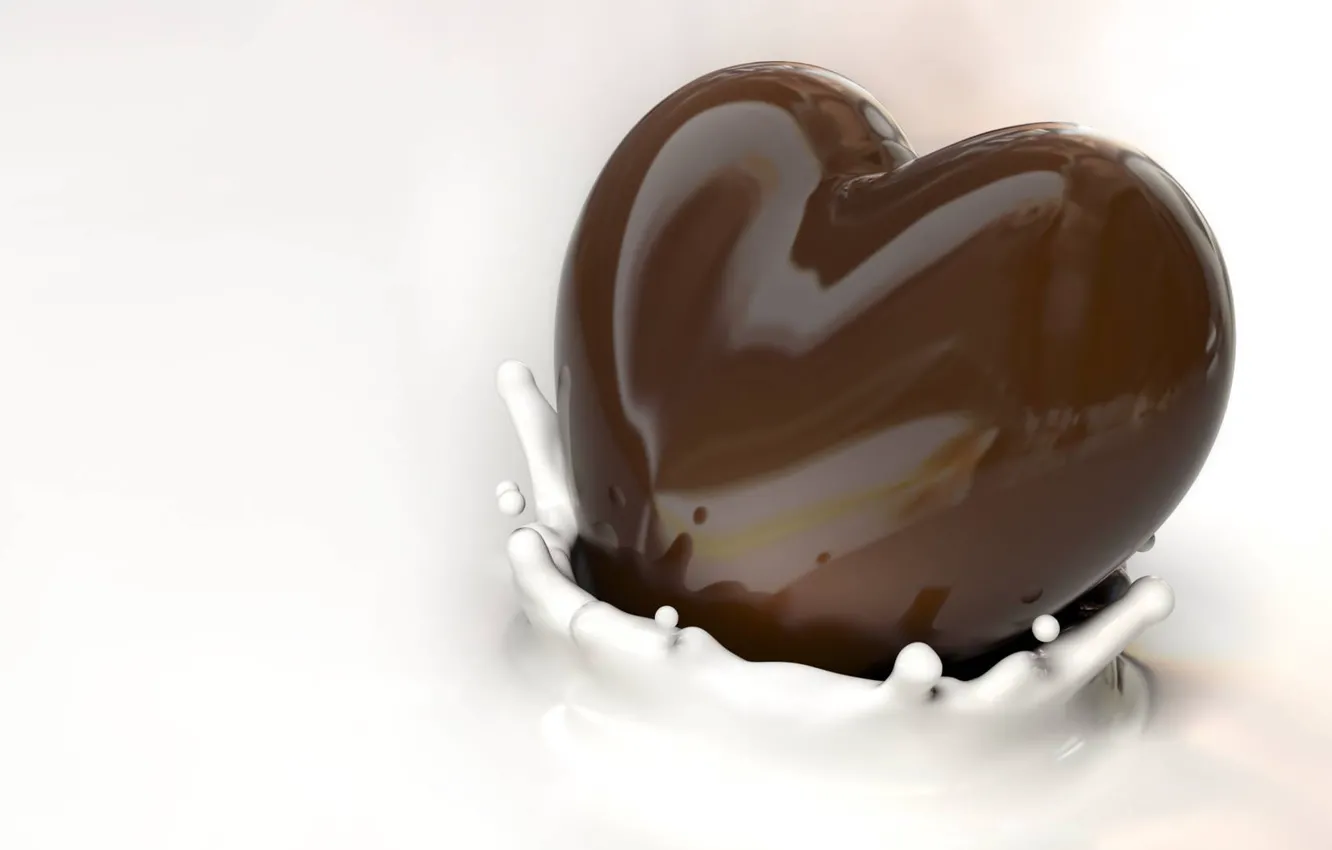 Фото обои сердце, молоко, сердечко, шоколадное