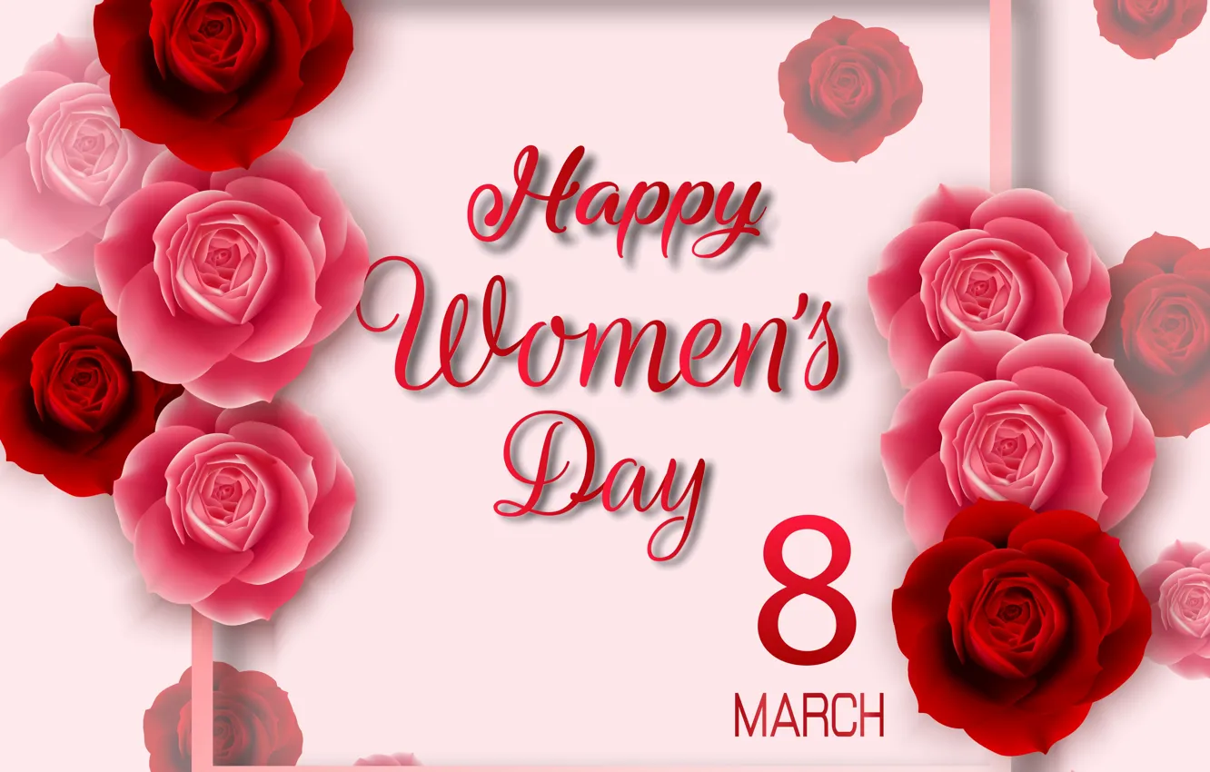 Фото обои розы, поздравление, открытка, женский день, 8-марта