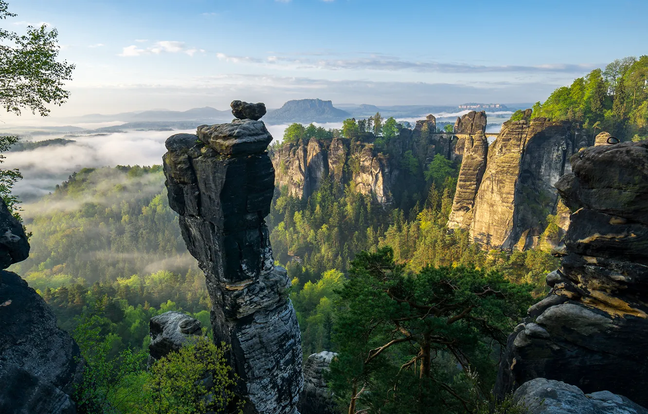 Фото обои деревья, горы, камни, высота, Германия